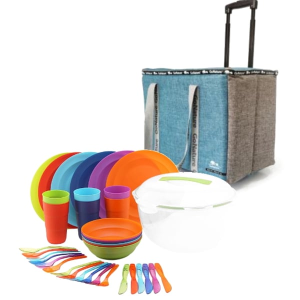 Family Travel Pack with 45L Trolley Cooler and Dining Set for 6