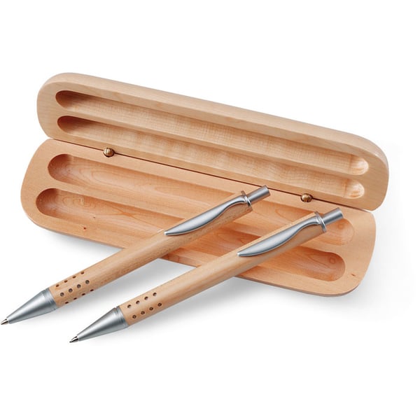 Luxury Gift Set with Ballpoint Pen and Mechanical Pencil in Wooden Box