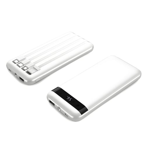 מטען נייד עוצמתי 10,000mAh עם כבלים מובנים