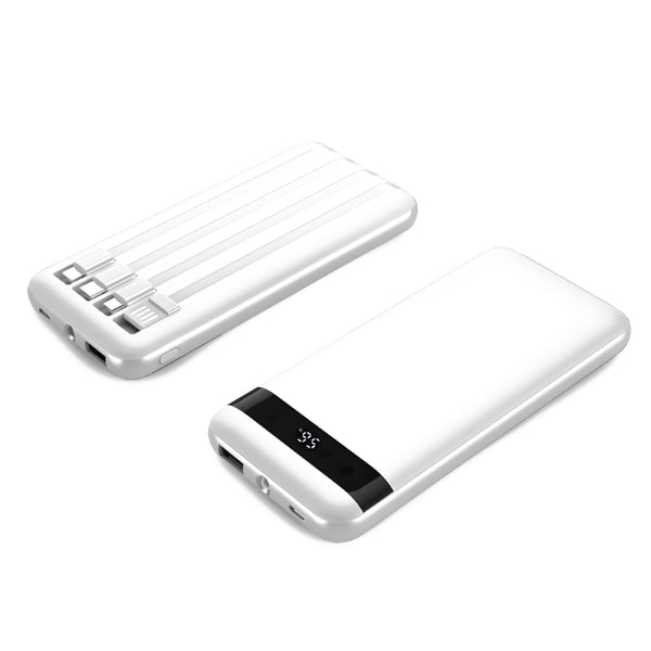 Powerful 10,000mAh Portable Charger with Built-in Cables
