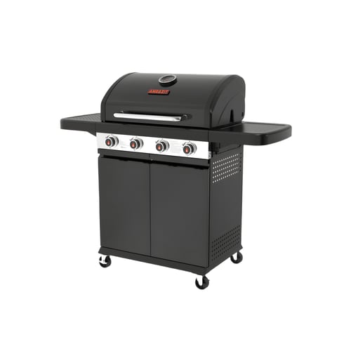 גריל גז 4 מבערים HEAT RED עם כיסוי ומדפי צד מתקפלים