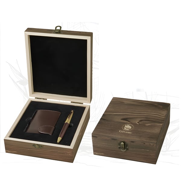 Luxury Gift Set with X-PEN and Safety Wallet in Wooden Box