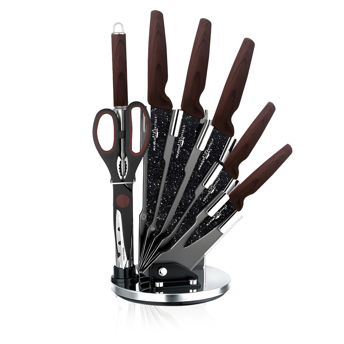 סט 8 סכיני פארמה יוקרתיים עם מעמד אקרילי