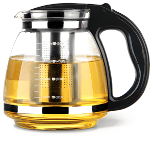 קנקן זכוכית לחליטת תה עם מסננת נירוסטה
