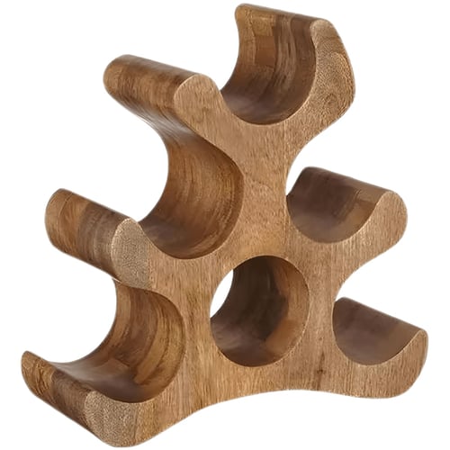 מעמד יין מעץ איכותי לאחסון 6 בקבוקי יין - עץ אקציה