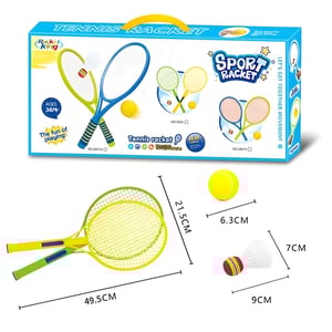 סט מחבטי טניס ונוצה מפלסטיק עם כדורים למשחקי חוץ