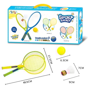 סט מחבטי טניס ונוצה מפלסטיק עם כדורים למשחקי חוץ