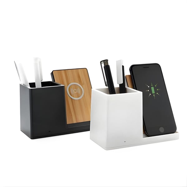 Eco-Friendly 10W Wireless Charging Stand with Bamboo Mug