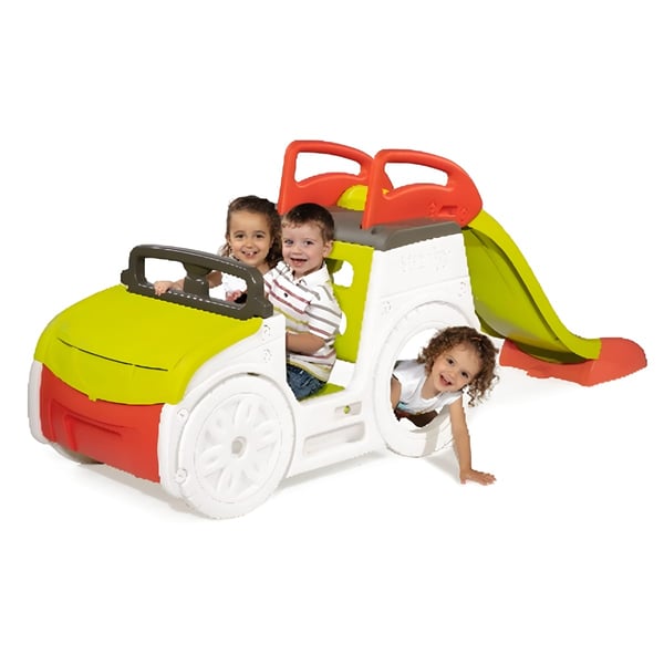 מכונית משחק הרפתקאות לילדים עם מגלשה וסולם מבית SMOBY