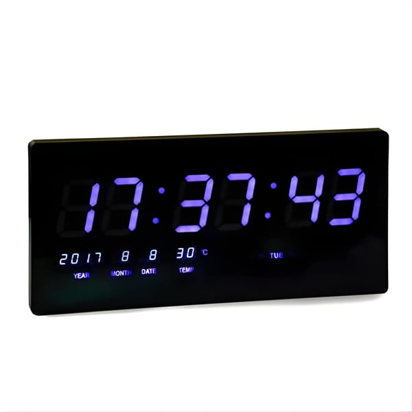 Modern Digital Clock with Blue LED Display