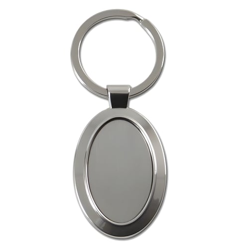 מחזיק מפתחות אובלי ממתכת באריזת מתנה