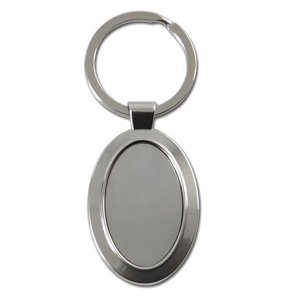 מחזיק מפתחות אובלי ממתכת באריזת מתנה