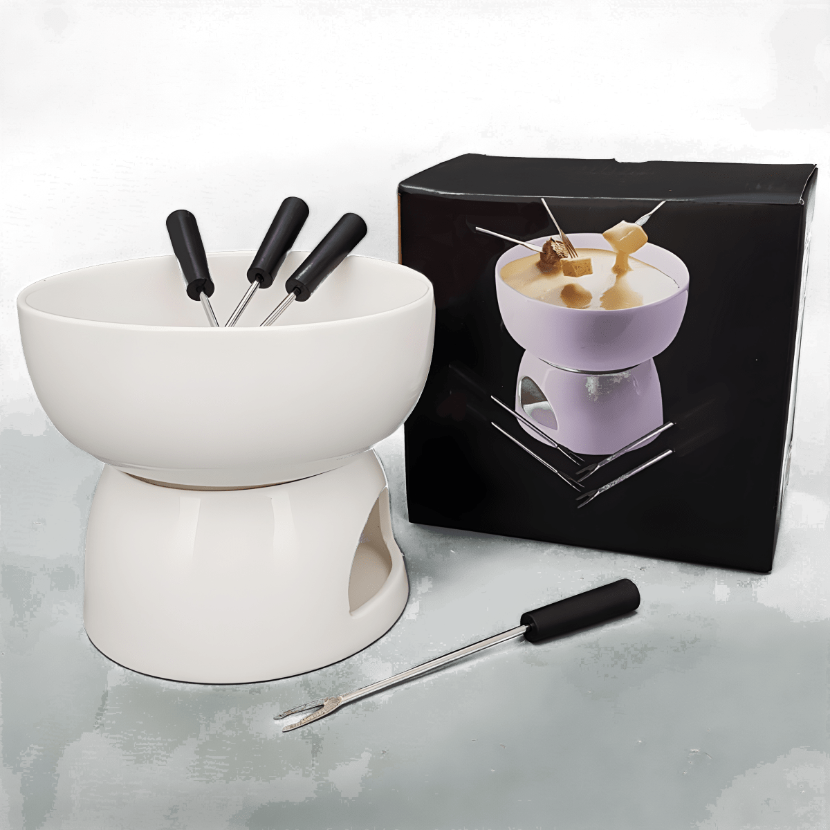 סט פונדו יוקרתי עם 4 מזלגות