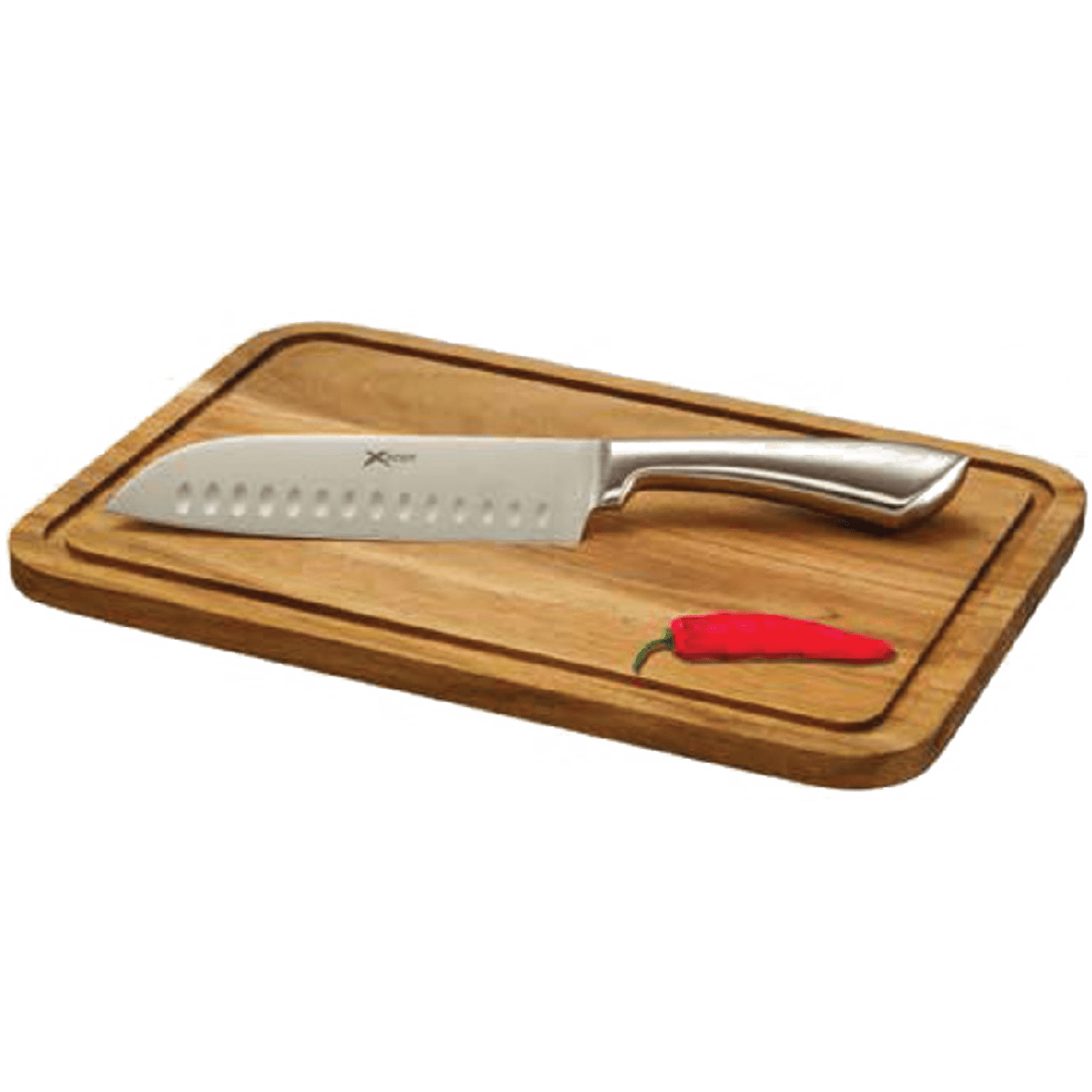 קרש חיתוך במבוק מקצועי עם סכין סנטוקו - חוויה קולינרית משודרגת