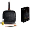 28cm Grill Pan Set with Oil Sprayer & Wooden Tongs - MINERAL by FOOD APPEAL