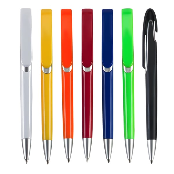 Luxury Silver Body Ballpoint Pen with Color Accents - Made in Italy