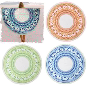 מגבת חוף עגולה ענקית עם פרנזים - מתנה עסקית ייחודית