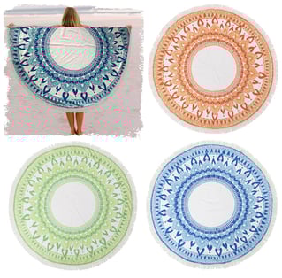 מגבת חוף עגולה ענקית עם פרנזים - מתנה עסקית ייחודית