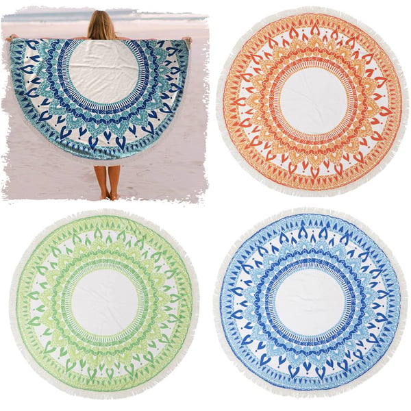 Giant Round Beach Towel with Fringes - Unique Corporate Gift