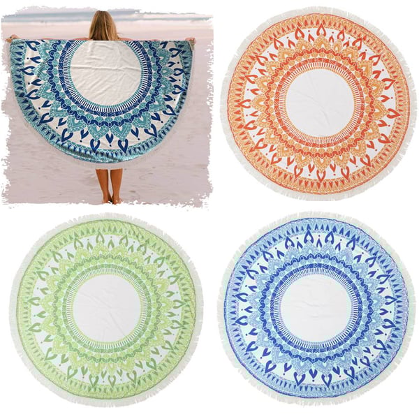 Giant Round Beach Towel with Fringes - Unique Corporate Gift