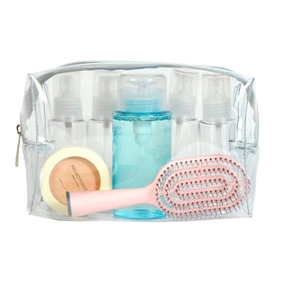 Clear Travel Toiletry Bag with Grey Zipper
