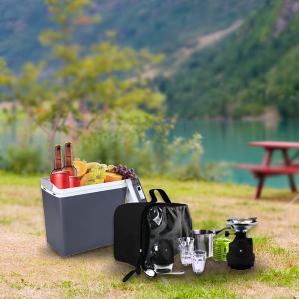 ערכת טיול: צידנית חשמלית 24 ליטר וערכת קפה