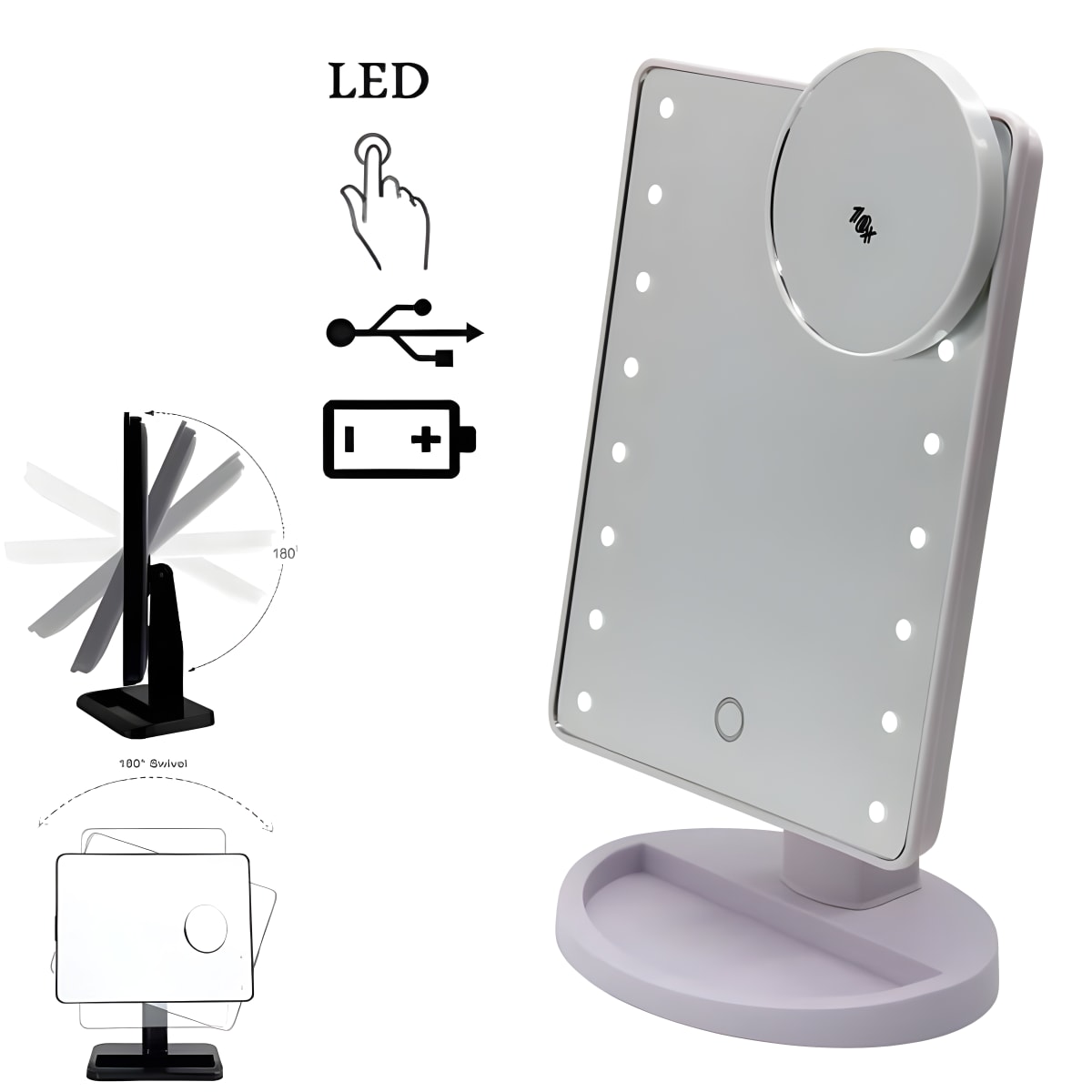 מראת איפור מקצועית עם תאורת LED מתקדמת