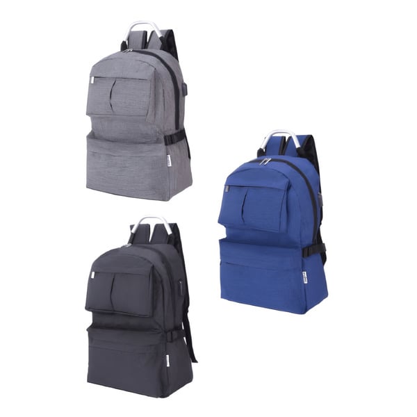 תיק גב אורתופדי למחשב נייד עם שקע USB - פולו CUSTOM