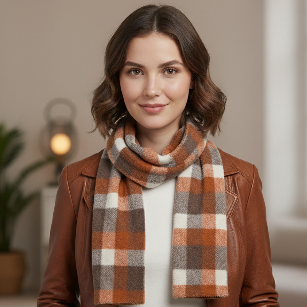 צעיף חורף דו שכבתי מפליז קורל ודמוי כותנה רך