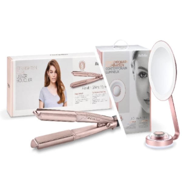 סט פרמיום: מראה מגדילה ומחליק שיער קרמי מבית BaByliss