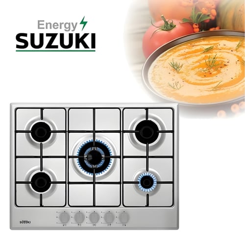 כיריים סוזוקי נירוסטה 5 להבות עם מבער טורבו