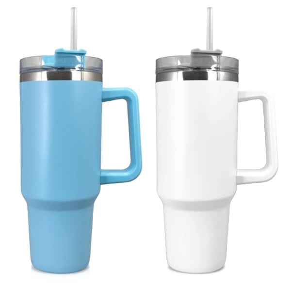 1 Liter Jumbo Thermal Mug - Heat and Cold Insulated with Handle and Straw