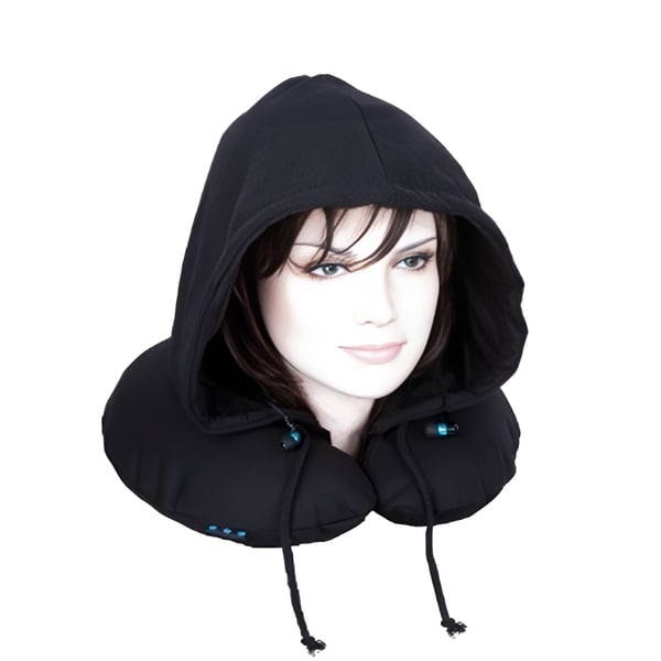 Travel Neck Pillow Hoodie with Bluetooth Headphones