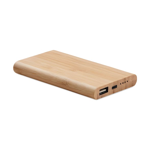 4000mAh Bamboo Power Bank with Type-C Connector