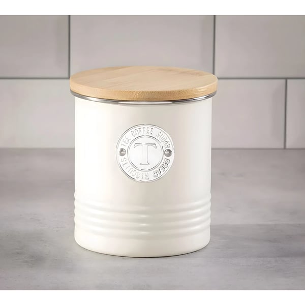 Round Ceramic Storage Set with Bamboo Lid – Coffee, Sugar, Tea