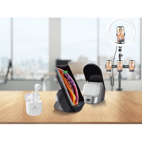 ערכת אביזרים לסלולרי עם חצובה, טבעת תאורה, מטען אלחוטי ואוזניות Miracase