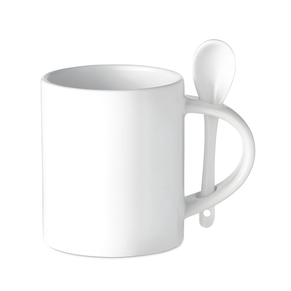 Office Ceramic Mug with Spoon Holder