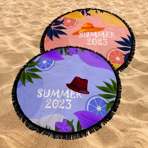 זוג מגבות עגולות עם פרנזים - עיצוב ייחודי 'הוא והיא' מאת Emma Hanson