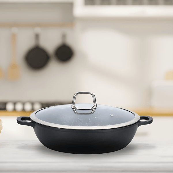 26cm Aluminum Cast Casserole from MIERAL STONE Series with Stone Coating