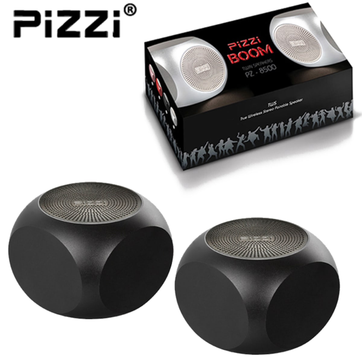 רמקולים Bluetooth עוצמתיים PiZZi Boom בצבע שחור