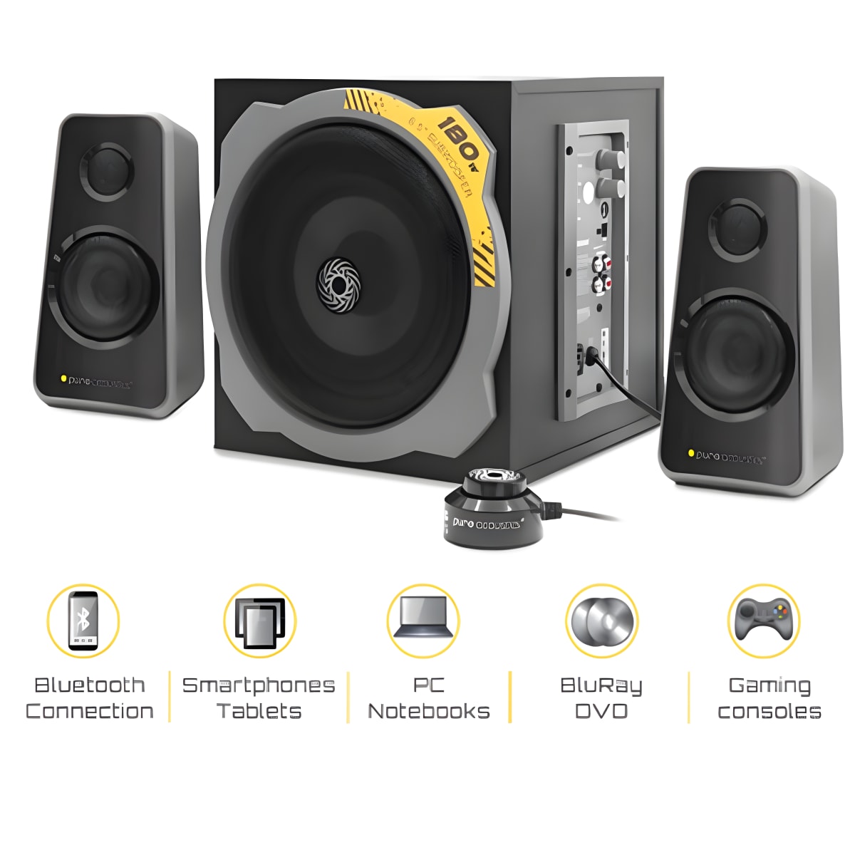 מערכת רמקולים Bluetooth עם סאבוופר חזק וחיבור אופטי