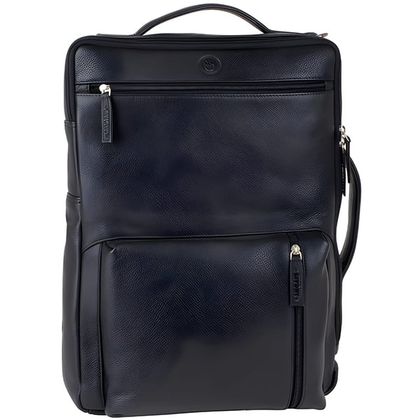 Versatile Leather Business Bag for Laptops up to 17.3 Inches with Trolley Strap
