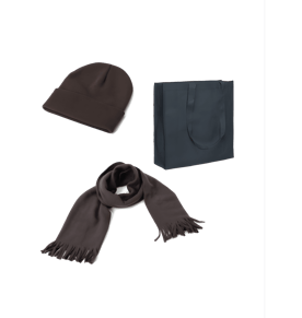 סט חורף אופנתי: כובע וצעיף מצמר סינטטי בתיק איכותי