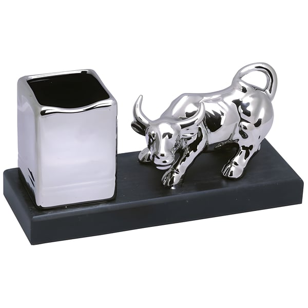 Elegant Bull Desktop Stand with Pen Holder