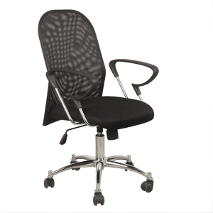 כיסא מנהל ארגונומי שחור מבד רשת עם רגל ניקל
