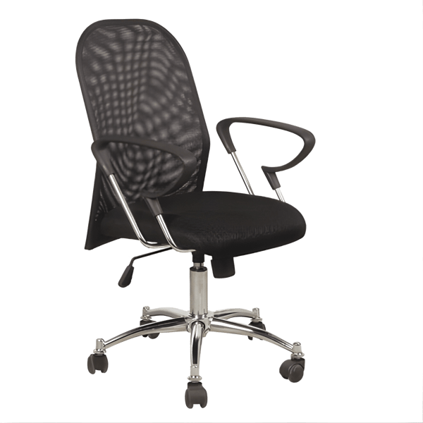 כיסא מנהל ארגונומי שחור מבד רשת עם רגל ניקל