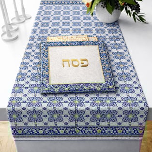 Festive Passover Set – Custom Designed Matzah Cover & Table Runner
