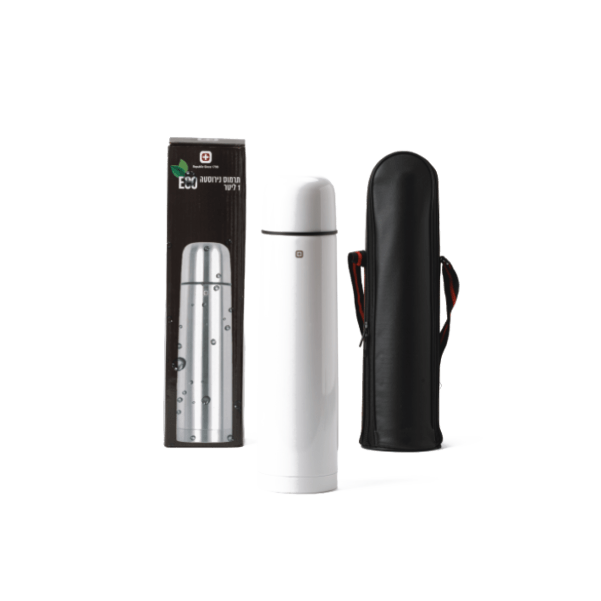 תרמוס נירוסטה 1 ליטר עם פאוץ׳ - מתנה עסקית יוקרתית