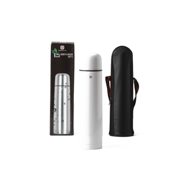 תרמוס נירוסטה 1 ליטר עם פאוץ׳ - מתנה עסקית יוקרתית