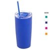 Double-Walled Drinking Cup with Lid and Colorful Straw